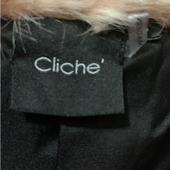 Cliche' Nordstrom Faux Fur Leopard Pink Fur Collar Short Jacket Wool/acrylic XS - Picture 4 of 8